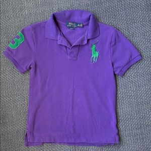 Polo by Ralph Lauren Kids Polo Shirt in Purple with Green Accents